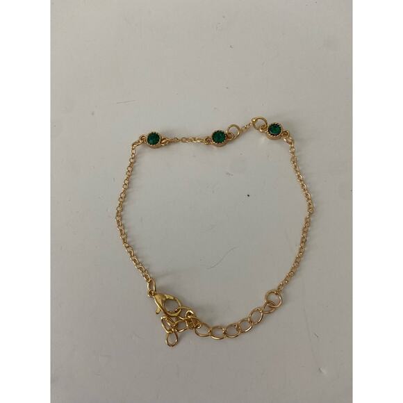 chain bracelet with green rhinestone - Picture 2 of 3
